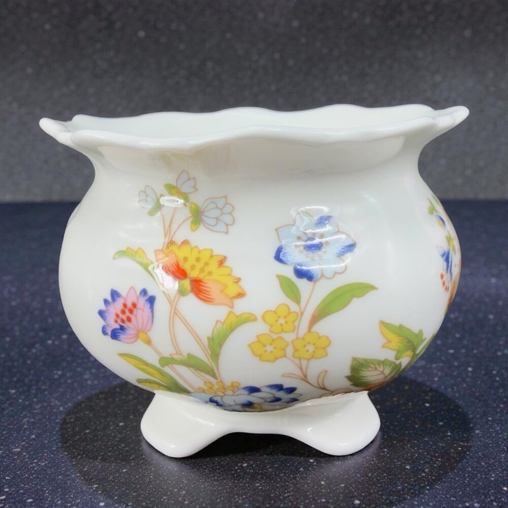 Aynsley Cottage Garden Open‎ Sugar Bowl Butterfly Floral Fine Bone China England